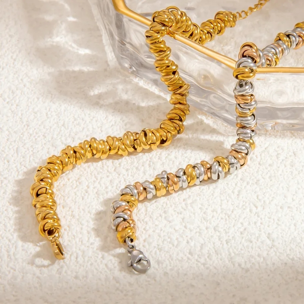 Modern Stainless Steel Bracelet Set, gold- Silver color